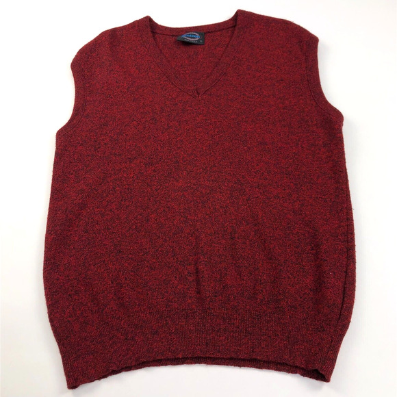 Jantzen VTG XL USA V-Neck Mens Acrylic Sleeveless Sweater Vest Red MINT - Picture 1 of 7